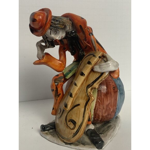 Clown Playing Cello Sitting On Ball Made In Italy Cello Neck Broken But Nice - Picture 5 of 8